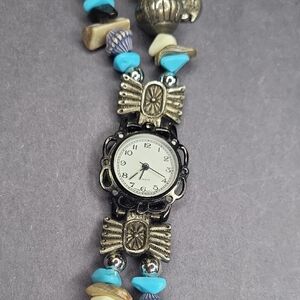 Vintage Silver and Turquoise Beaded Watch